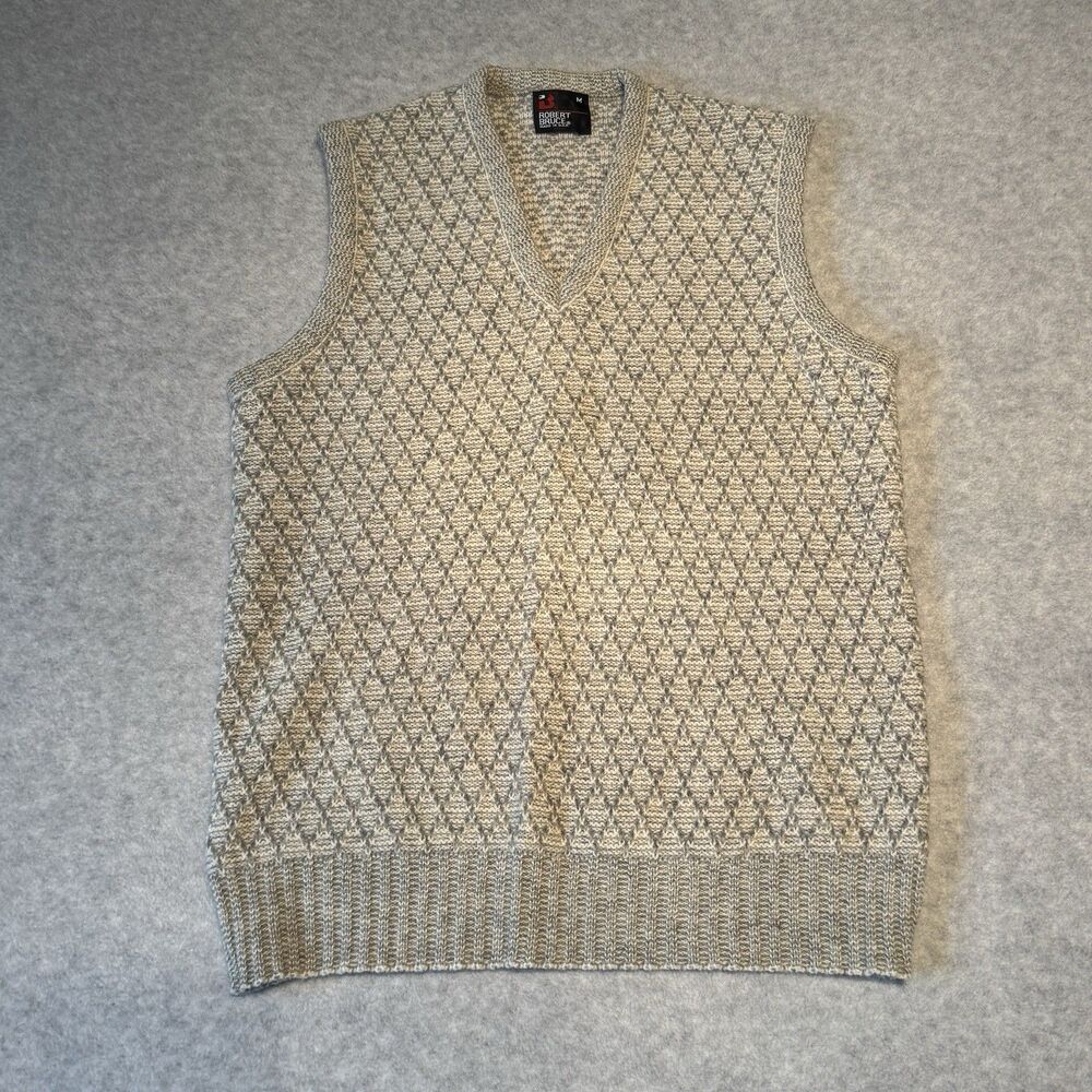 Robert Bruce Wool Vest Mens Small Gray Sleeveless Jumper Sweater Vneck
